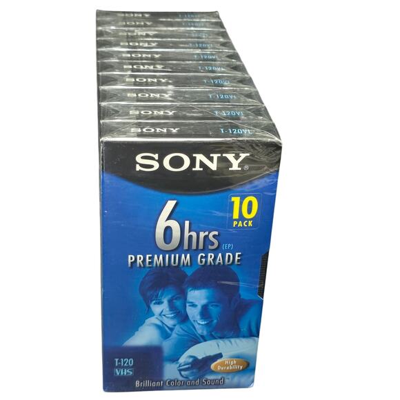 Sony T-120 Blank VHS Video Tape 6 Hour Premium Grade New Factory Sealed 10 Pack - Picture 7 of 7